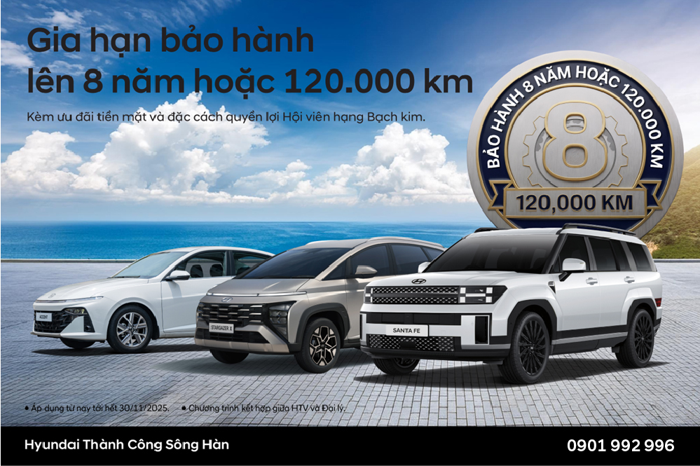 Gia Hạn Bảo Hành Lên Đến 8 Năm Hoặc 120.000 Km